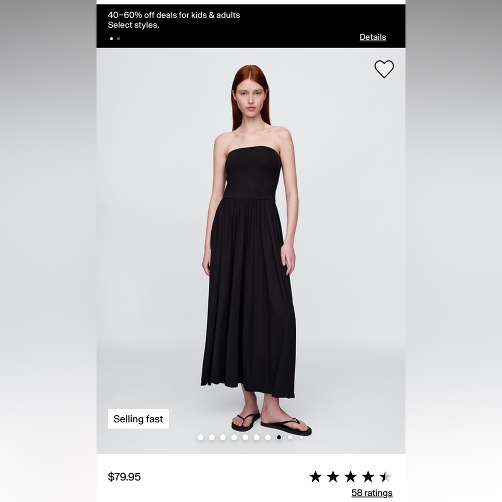 GAP Gap strapless maxi black with side slit size small.NWT!